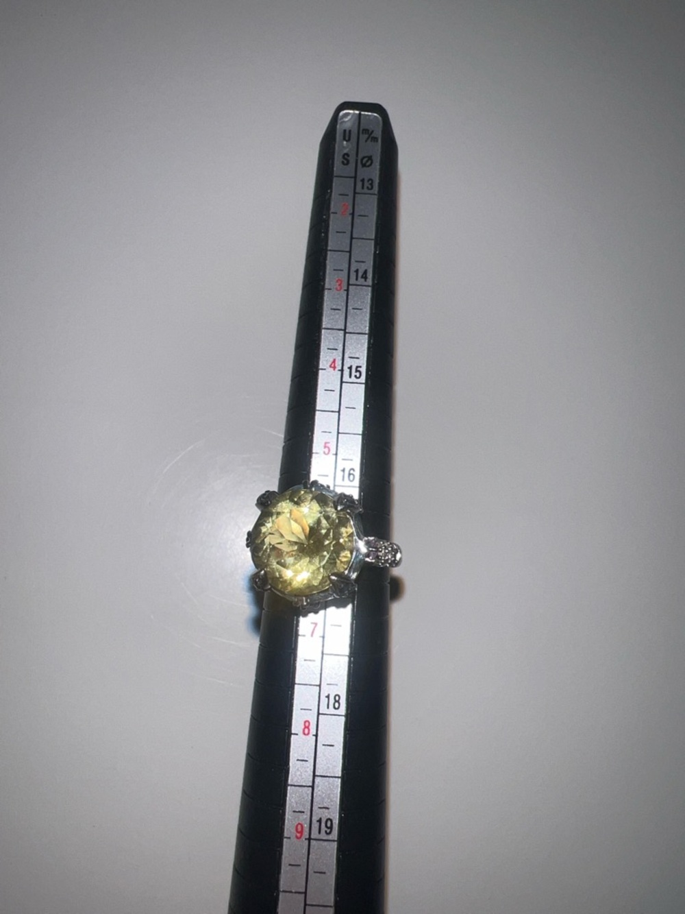Zales Silver Ring with Yellow Center Stone and Pavé Accents - Picture 6 of 7